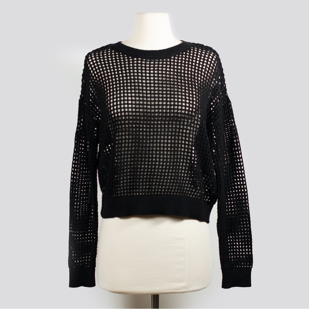 Calvin Klein Black Crocheted Sweater